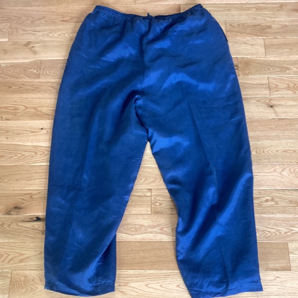 Second Wind vintage elastic waist blue silk slip on pants - Picture 2 of 4
